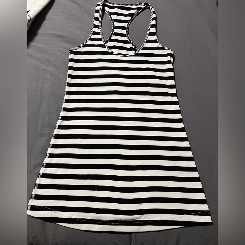 Lululemon Cool Striped Racerback Tank Black and White Striped - Picture 3 of 7